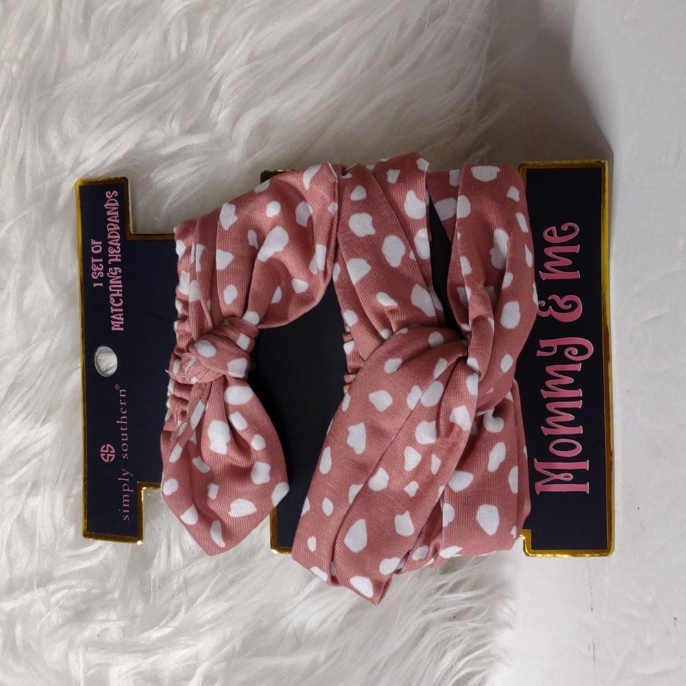 New Simply Southern Mommy & Me pink & white Matching headbands